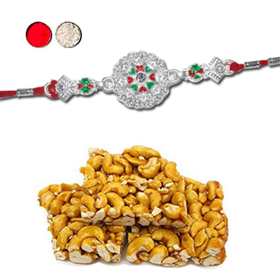"Rakhi - SIL-6030 A (Single Rakhi), 250gms of KajuPakam Sweet - Click here to View more details about this Product